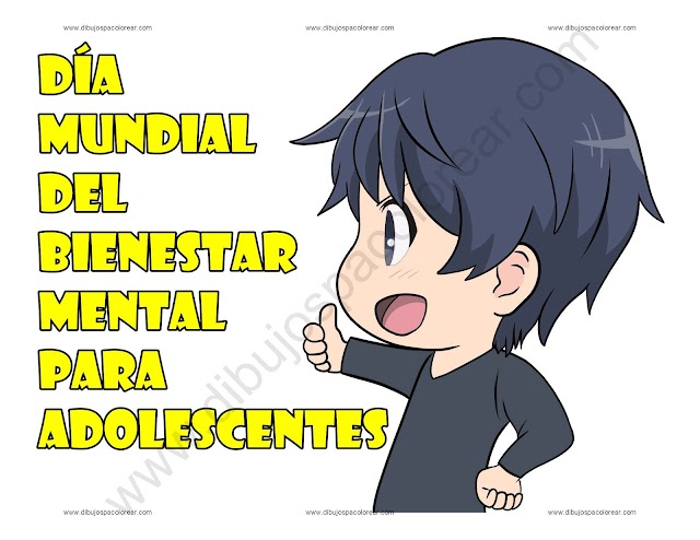 Día Mundial del Bienestar Mental para Adolescentes dibujo a color y para colorear